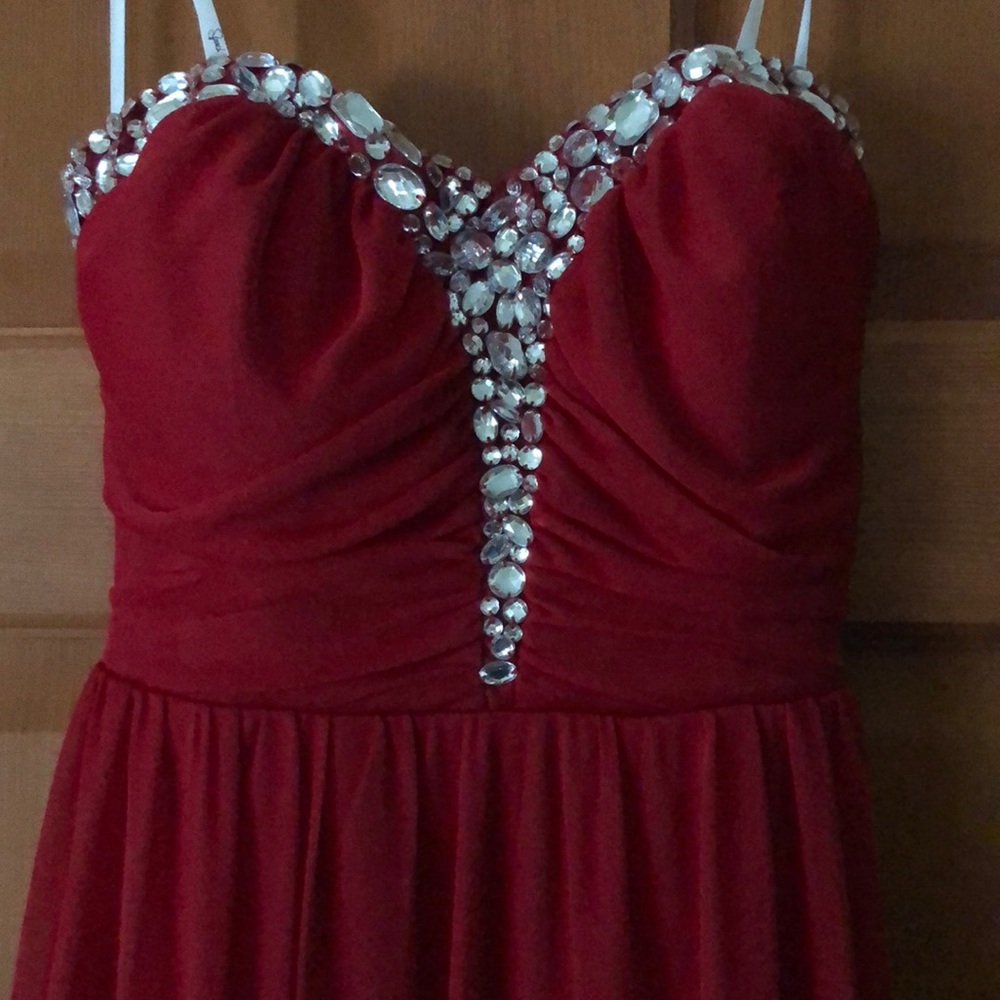 NWT Red Strapless Rhinestone Dress Size 5